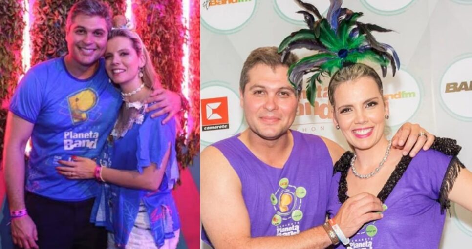 Joel Datena é casada com a discreta e com aparência de novinha, Mélany Bessa (Fotos: Reprodução/ Instagram/ Montagem TV Foco)