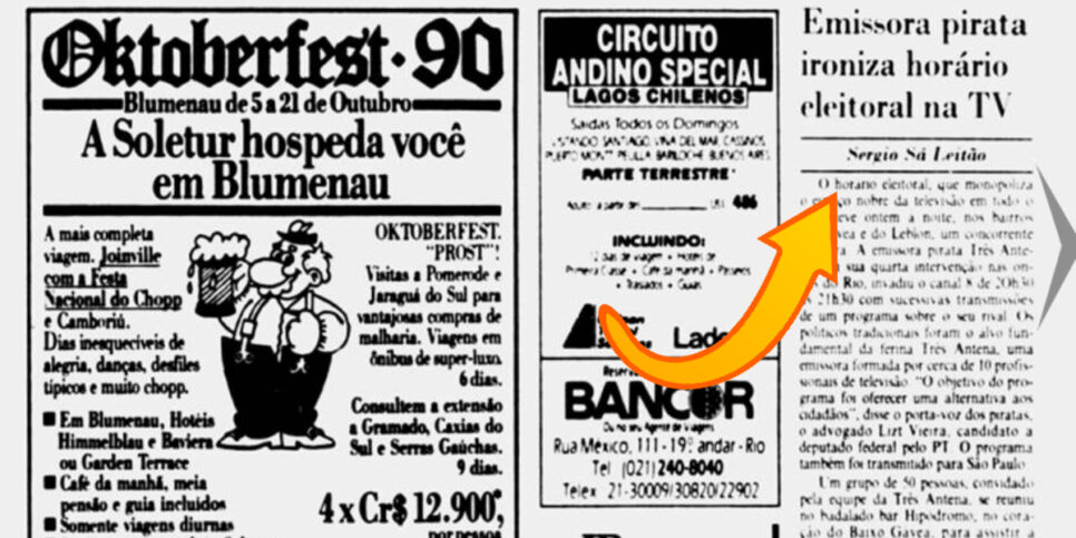 Notícia exibida pelo Jornal Brasil em 30 de agosto de 1990 (Foto: Memória BN)