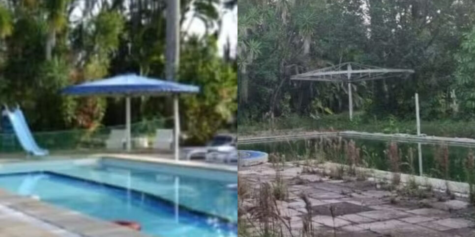 Essa é a atual situação da casa do ex-craque de futebol (Fotos cedidas ao g1 -Santos e Fábio Motta/Estadão Conteúdo)