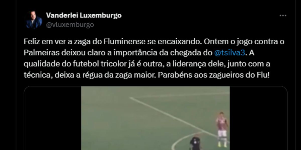 Luxemburgo impressionado com o desempenho do Fluminense (Reprodução: X)