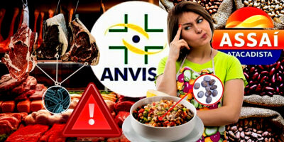 ANVISA proibiu 2 marcas de feijão e 1 de carne após risco fatal e mandou recolher de supermercados como Assaí (Foto Reprodução/Montagem/Lennita/Tv Foco/Canva/ANVISA)