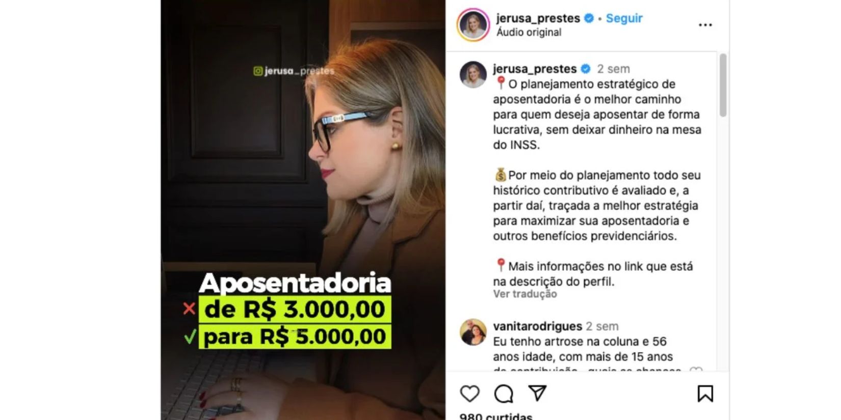 Advogada Previdenciarista, Jerusa Prestes (Foto: Reprodução / Instagram)