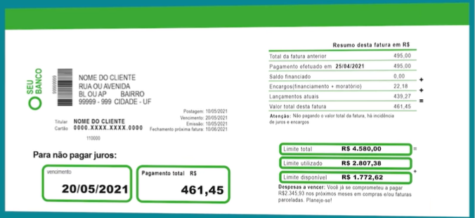 Área de destaque da fatura (Foto: Reprodução/ Instagram/ Banco Central)