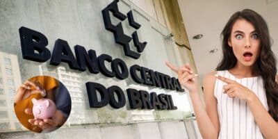 Banco Central, ilustração poupança e mulher em choque (Fotos: Reproduções / Aloisio Maurício / Canva)