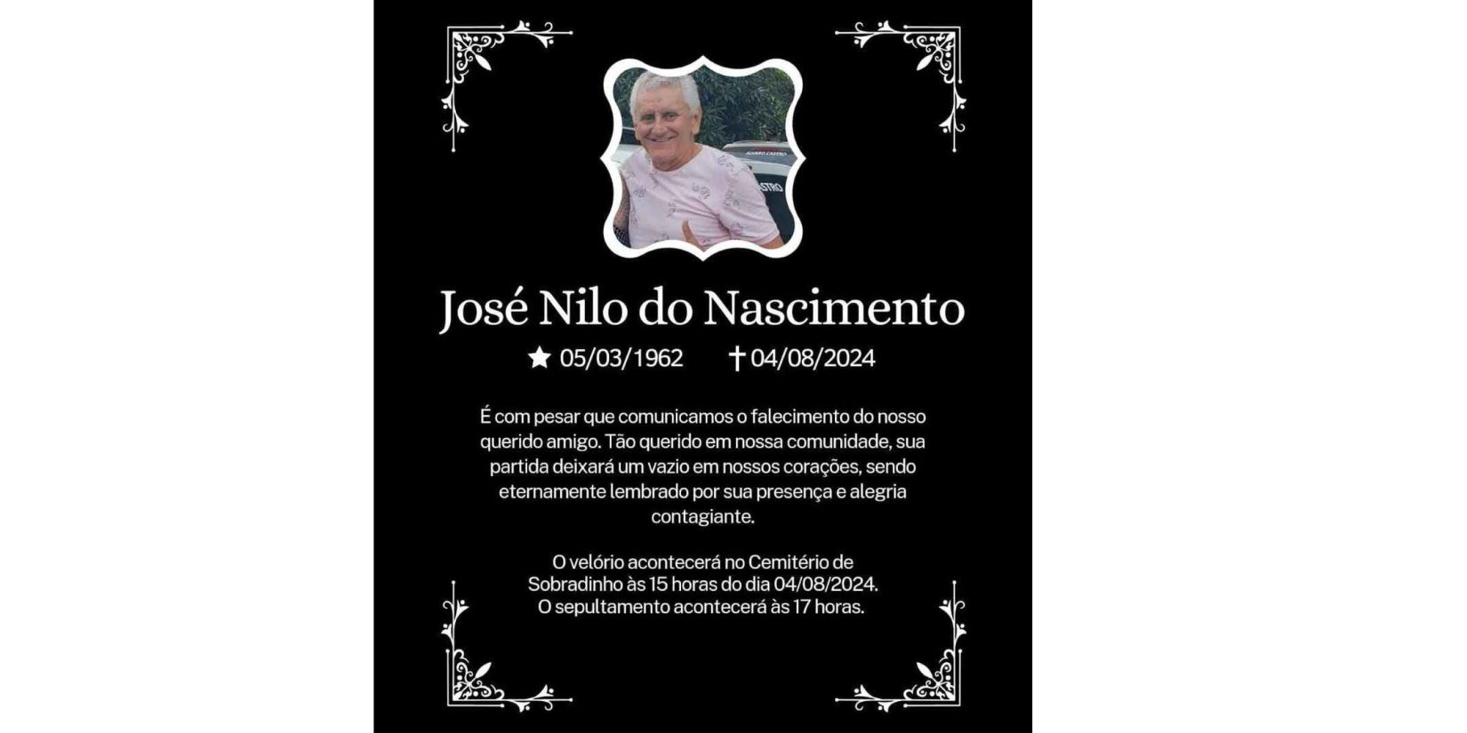 Comunicado Zé Nilo (Foto: Reprodução / Instagram)