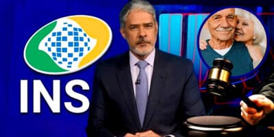 William Bonner para JN com mudança que cai como um presente aos bolsos de aposentados do INSS (Foto Reprodução/Montagem/Lennita/Tv Foco/Globo/INSS)