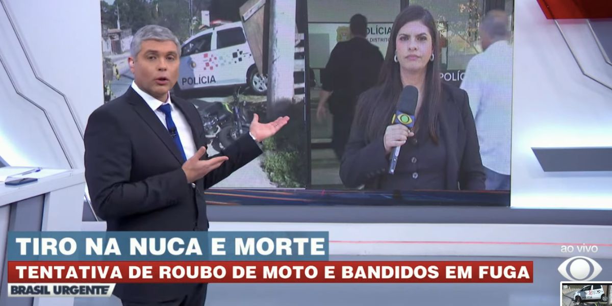 Joel Datena e Kelly Dias no Brasil Urgente (Foto: Reprodução / Band)