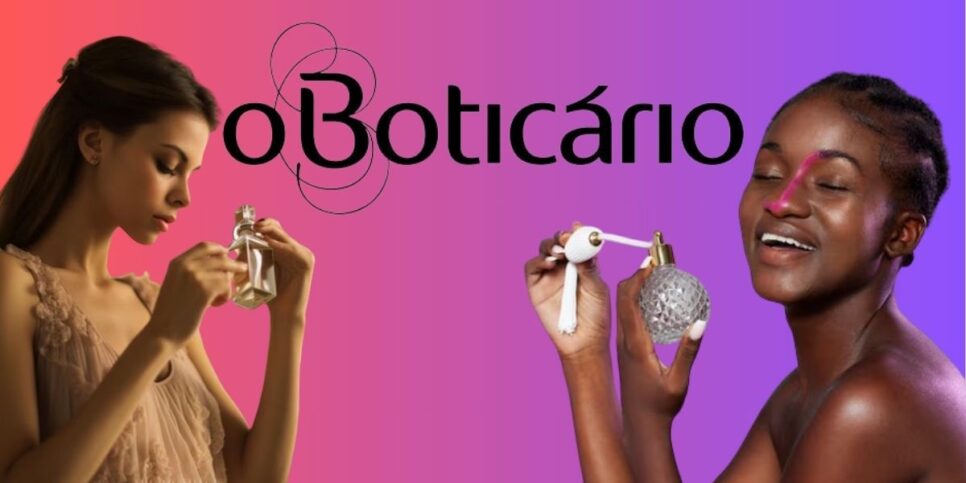 Logo do Boticário e mulheres com perfume (Fotos: Reproduções / Canva / Freepik/ Internet)