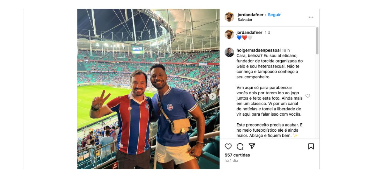 Publicação de Jordan Dafner e Emerson Ferretti (Foto: Reprodução / Instagram)