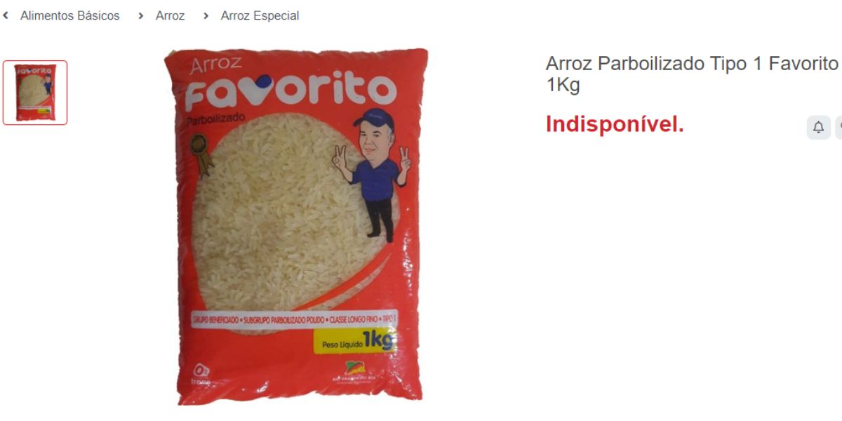 O arroz está indisponível nos mercados (Reprodução: Internet)