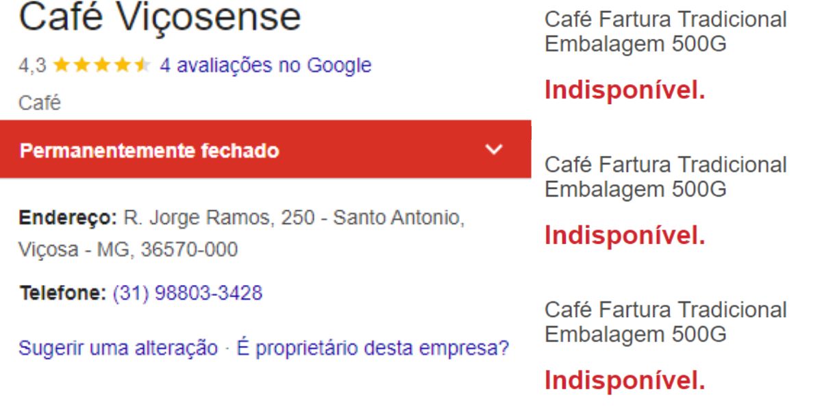 Viçosense fechado e Fartura indisponível (Reprodução: Montagem TV Foco)