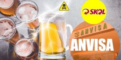 Cerveja, fachada da Anvisa e logo da Skol (Foto: Reprodução / Canva / Gov)