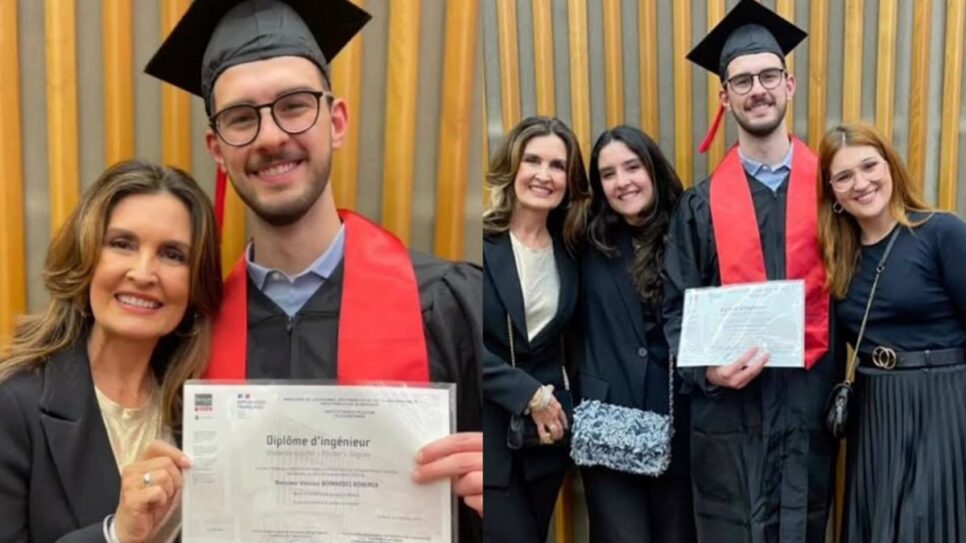 Fátima Bernardes se orgulha na formatura do filho e expõe das redes sociais (Fotos: Reprodução/ Instagram/ Montagem TV Foco)