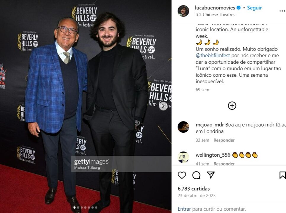 Galvão Bueno e Luca Bueno (Foto: Reprodução/Instagram)