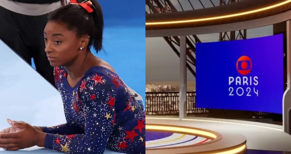 Simone Biles não encarou a reportagem da Globo (Fotos: Reprodução/ X/ Tokyo 2020/ Divulgação/ Montagem TV Foco)