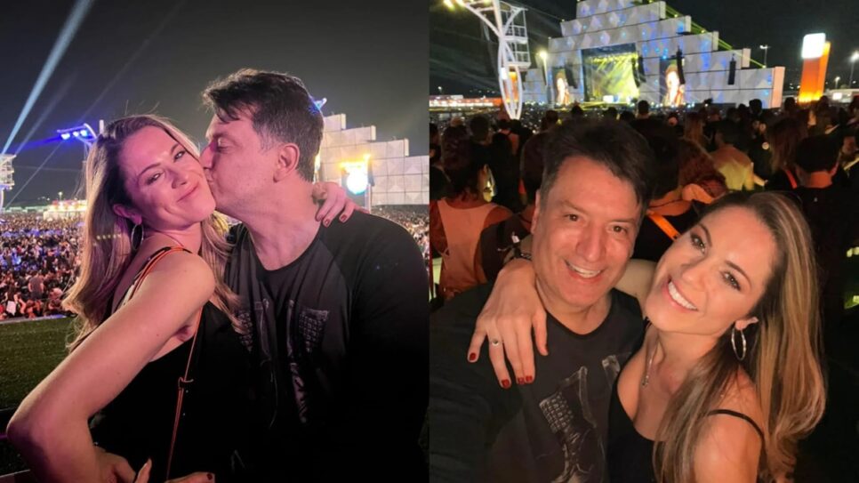 O casal de jornalistas no Rock in Rio 2022 (Fotos: Reprodução/ Instagram/ Montagem TV Foco)