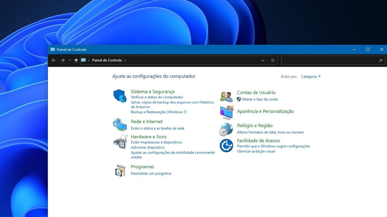 Painel de Controle do Windows 11 (Foto: Reprodução/ Internet)