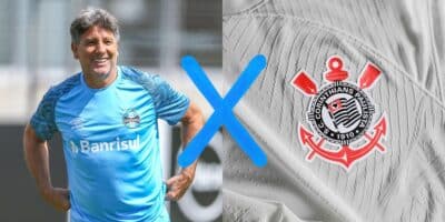 Renato Gaúcho vibra com retorno triunfal para bater no Corinthians (Reprodução: Lucas Uebel / Montagem TV Foco)