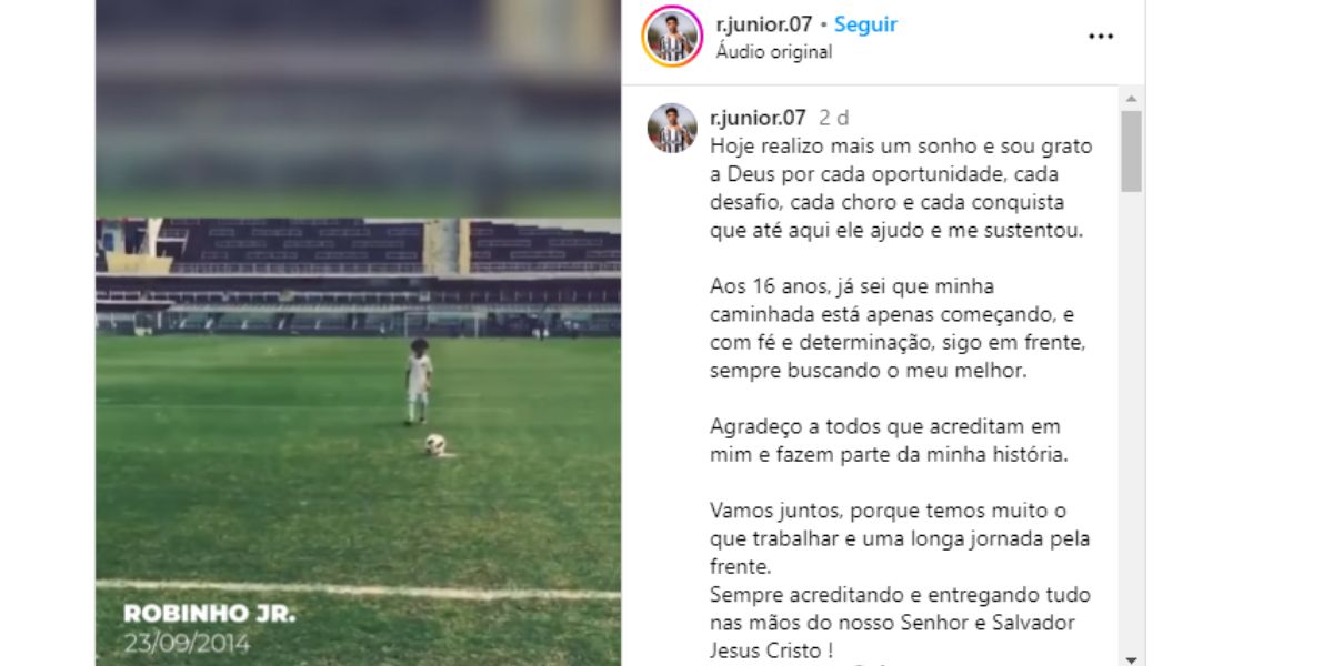 A confirmação do contrato (Reprodução: Instagram)