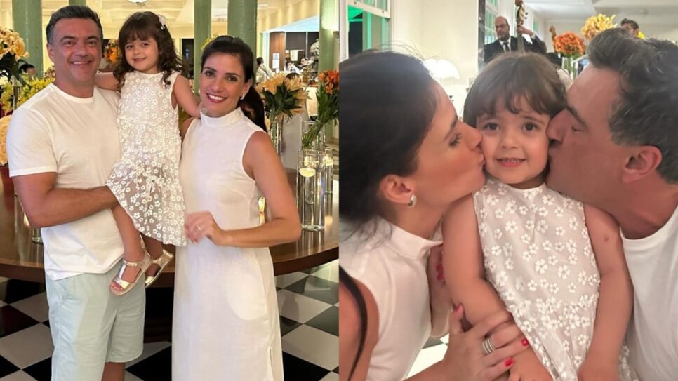 Nas festas de fim de ano, a parceira de Bocardi entregou registo do maridão e da filha Sophia (Fotos: Reprodução/ Instagram/ Montagem TV Foco)