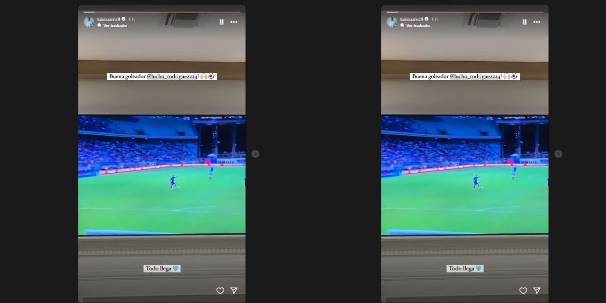 Suárez comemorando gol de Lucho (Reprodução: Instagram)