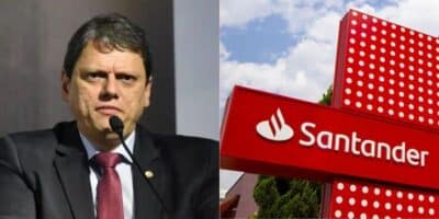 Tarcísio de Freitas é o atual governador de São Paulo/ Banco Santander (Montagem TV Foco/ Reprodução/Foto1: Cleiby Trevisan)