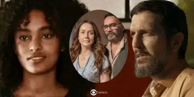 Teca, Patroa, Rachid e Egídio em Renascer (Foto: Reprodução / Globo / Montagem TV Foco)
