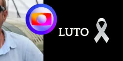 Ator, logo da Globo e imagem de luto (Fotos: Reproduções / Instagram / GloboPlay / Canva)