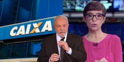 Caixa e Renata Lo Prete com nova lei de Lula - Foto Reprodução Internet