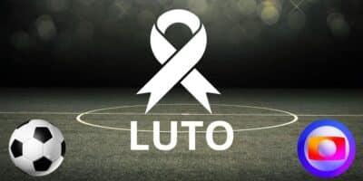 Campo de futebol, imagem de luto e logo da Globo (Fotos: Reproduções / Canva / GloboPlay)