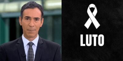 César Tralli / Imagem de luto - Montagem: TVFOCO