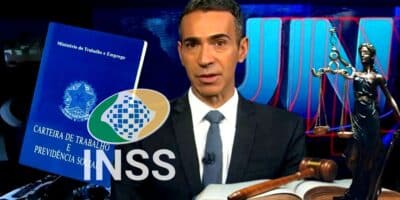 César Tralli, em edição do JN, traz notícia que afeta o INSS e CLTs (Foto Reprodução/Montagem/Lennita/TV Foco/Globo)