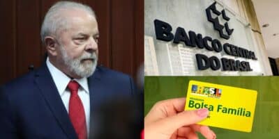 Lula, Banco Central e mulher segurando cartão do Bolsa Família (Fotos: Fátima Meira  / Aloisio Maurício / Divulgação)