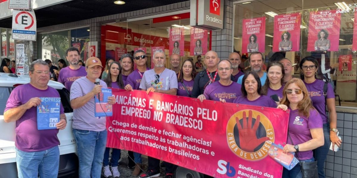 Sindicato em protestos (Foto: Reprodução / Bancários BH)