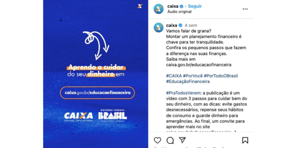 Publicação do banco (Reprodução/Instagram)