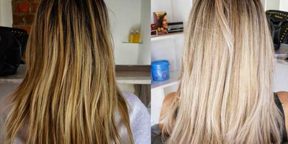 Antes e depois de um cabelo danificado (Reprodução/Salão Virtual)