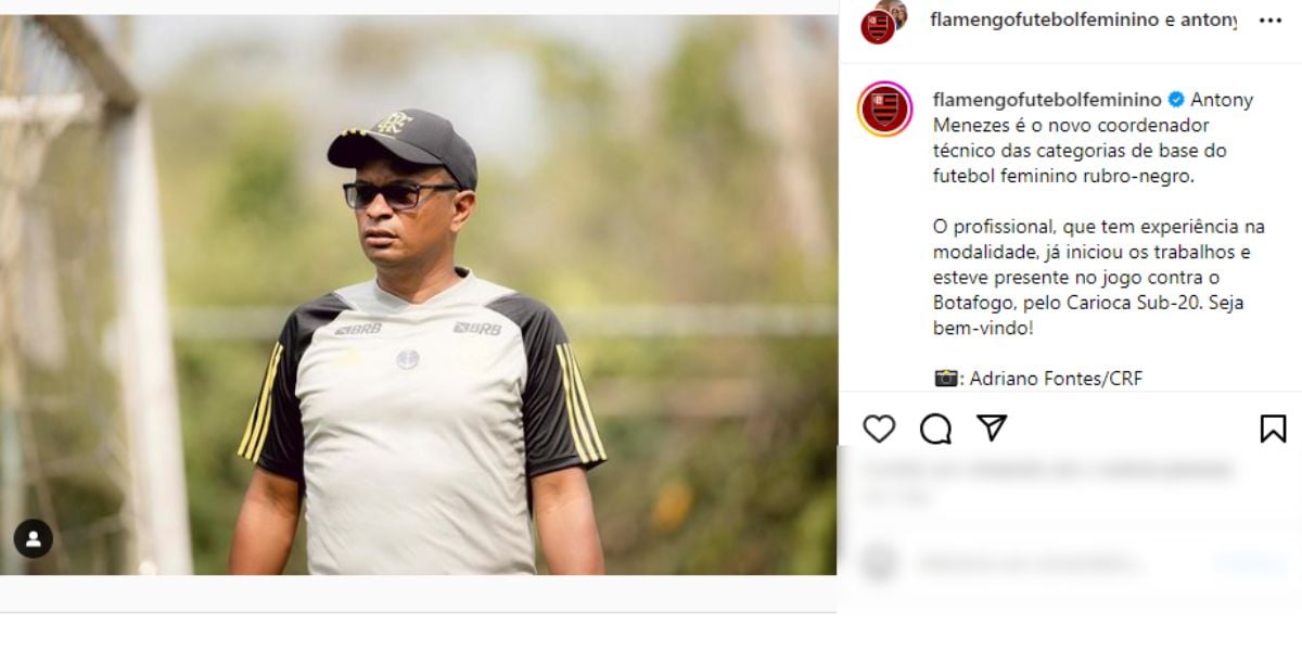 O anúncio da chegada de Antony Menezes no Flamengo (Reprodução: Instagram)