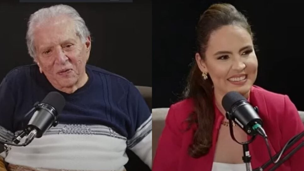 Carlos Alberto e Renata Domingues se divertem com sinceridade do sertanejo no podcast (Fotos: Reprodução/ O Pod é Nosso/ YouTube/ Montagem TV Foco)