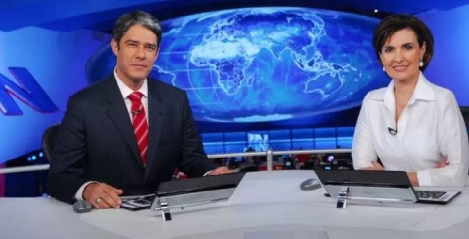 William Bonner e Fátima Bernardes dividiam bancada no Jornal Nacional (Foto: Divulgação/ TV Globo)