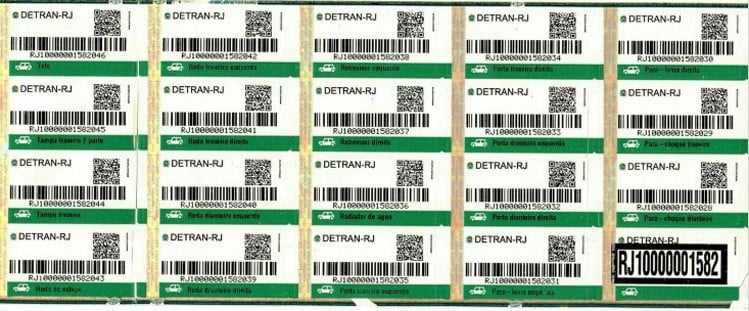 Etiquetas de identificação (Foto: Reprodução / Detran)