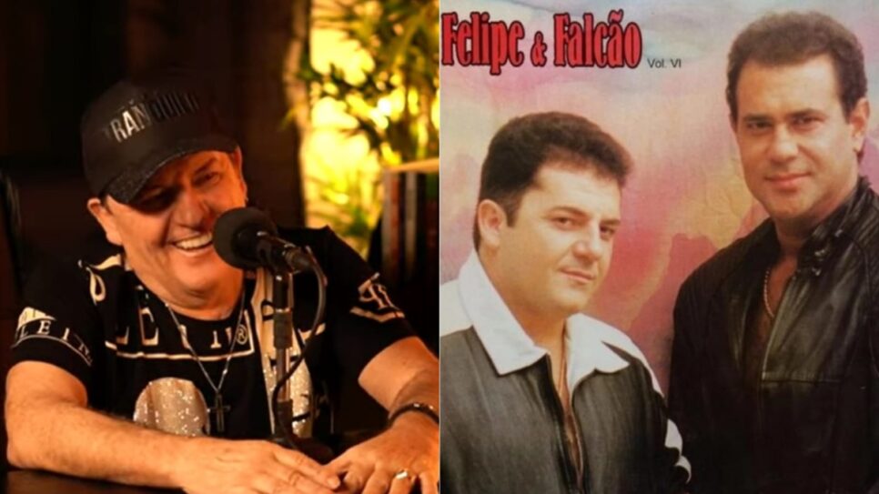 Compositor e cantor Feipe, da dupla Felipe e Falcão (Fotos: Reprodução/ YouTube, André Piunti/ Divulgação/ Montagem TV Foco)