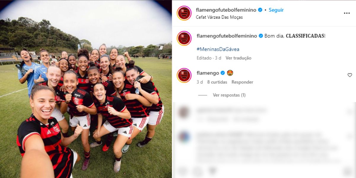 Flamengo sub20 feminino está na final do Carioca (Reprodução: Instagram)