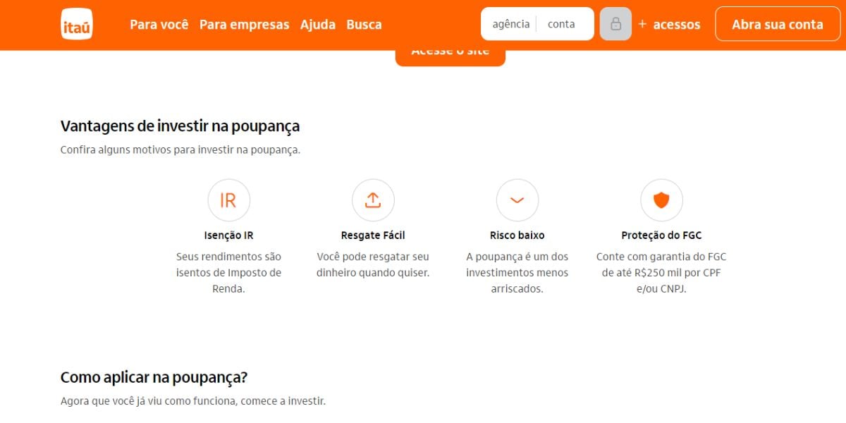 As 4 vantagens destacadas pelo Itaú (Reprodução: Itaú/Divulgação)