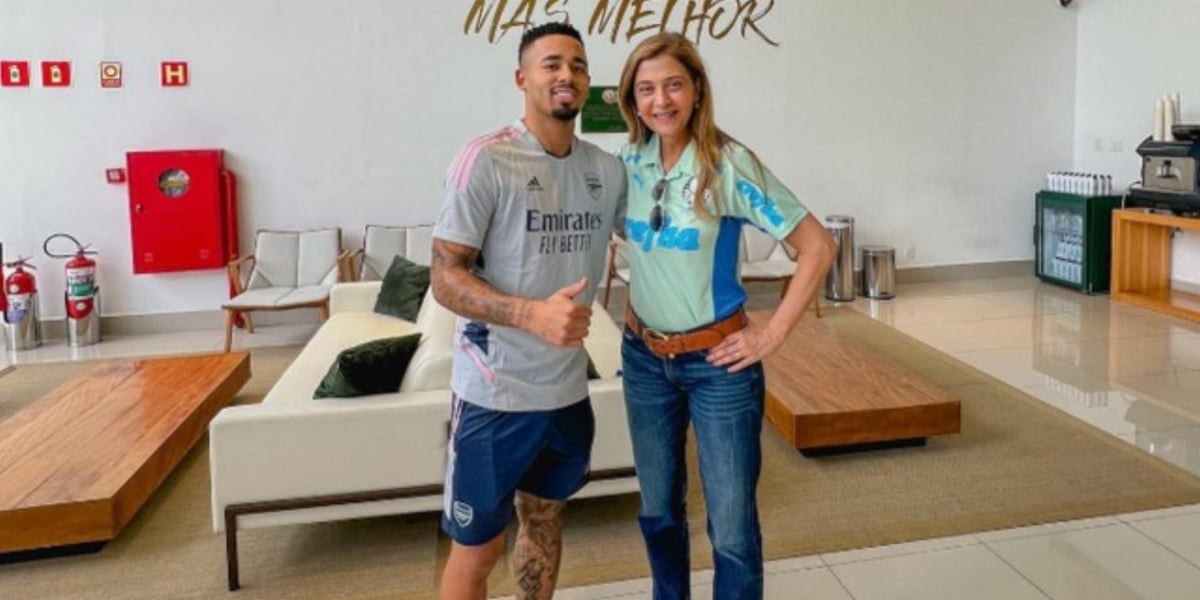 Gabriel Jesus e Leila Pereira, presidente do Palmeiras (Foto: Reprodução / Internet