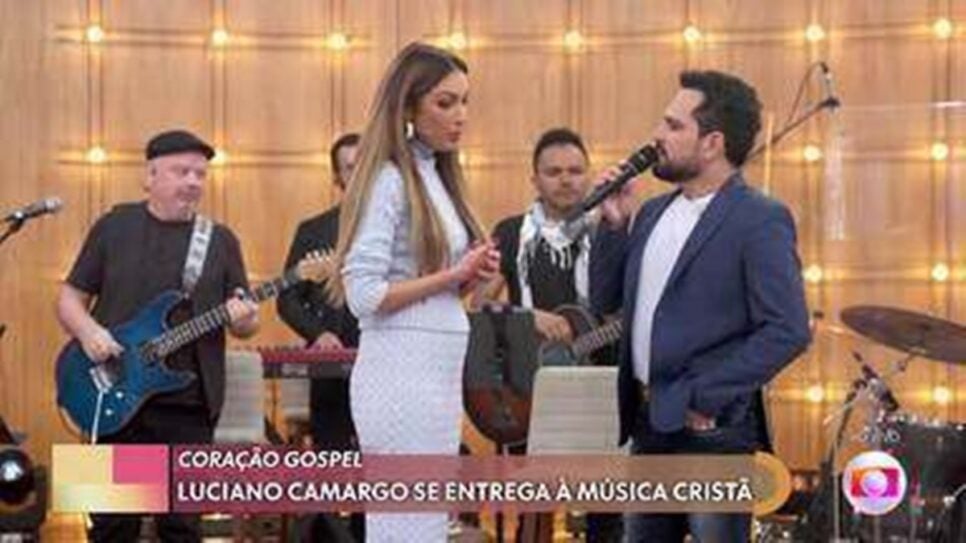 Patrícia Poeta recebe o cantor sertanejo Luciano no Encontro (Foto: Reprodução/ Globoplay)