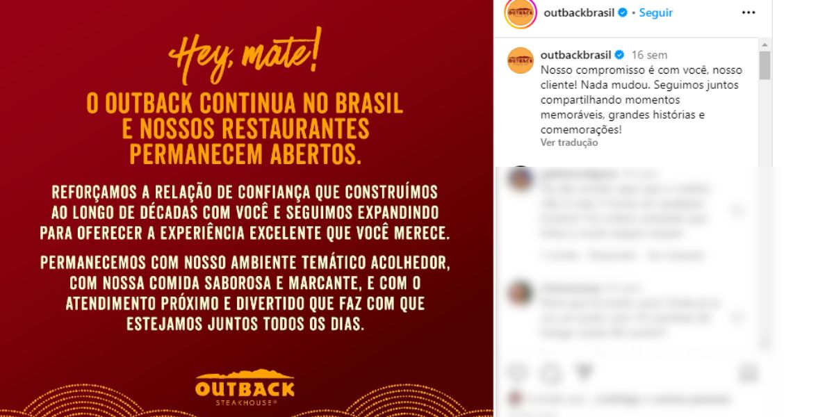 Comunicado sobre permanência das lojas (Reprodução: Instagram)