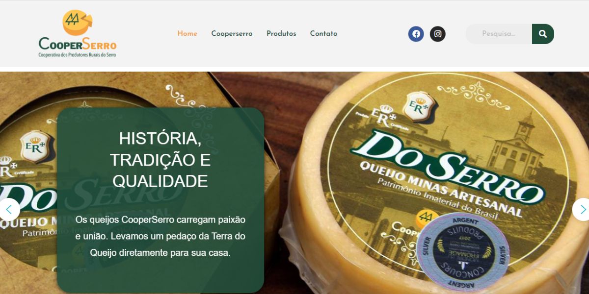 O site da empresa está ativo e segue com seus produtos em comercialização (Reprodução: CooperSerro)