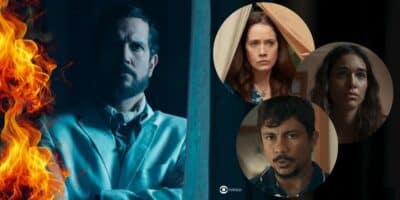 Egídio, Patroa, Mariana e Damião em Renascer (Foto: Reprodução / Globo / Montagem TV Foco)