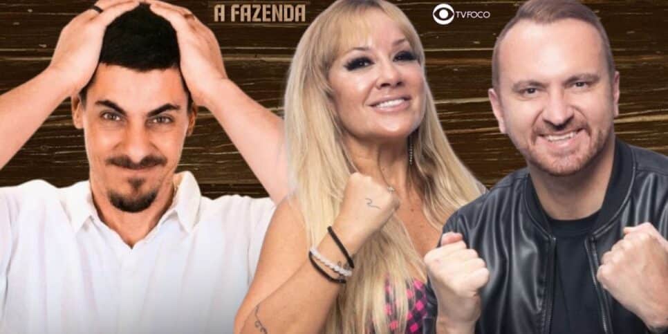 Sacha Bali, Vivi Fernandez e Zé Love estão na roça de A Fazenda 16 (Foto: Reprodução / Record / Montagem TV Foco)