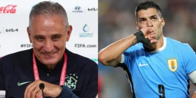 Tite em êxtase: Luís Suárez vira ajuda para o Flamengo (Foto: Reprodução/Montagem TV Foco)